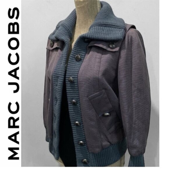 Marc Jacobs Bomber Jacket cropped Blue and Purple Small medium fit - Picture 4 of 16